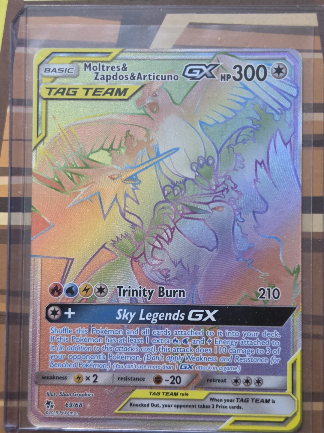 Moltres & Zapdos & Articuno GX Rainbow Rare Card