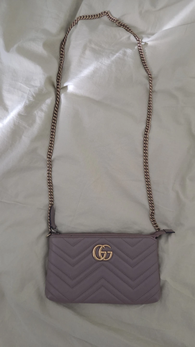 GG Marmont Leather Pouch with Chain