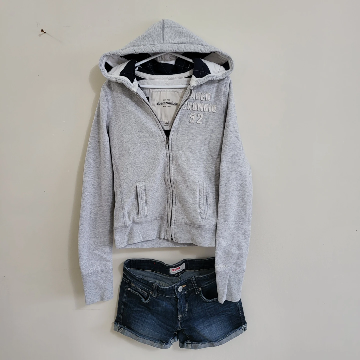 Abercrombie & Fitch Y2K Zip-Up Hoodie - Grey (Slim-fit/ L size) - photo 2