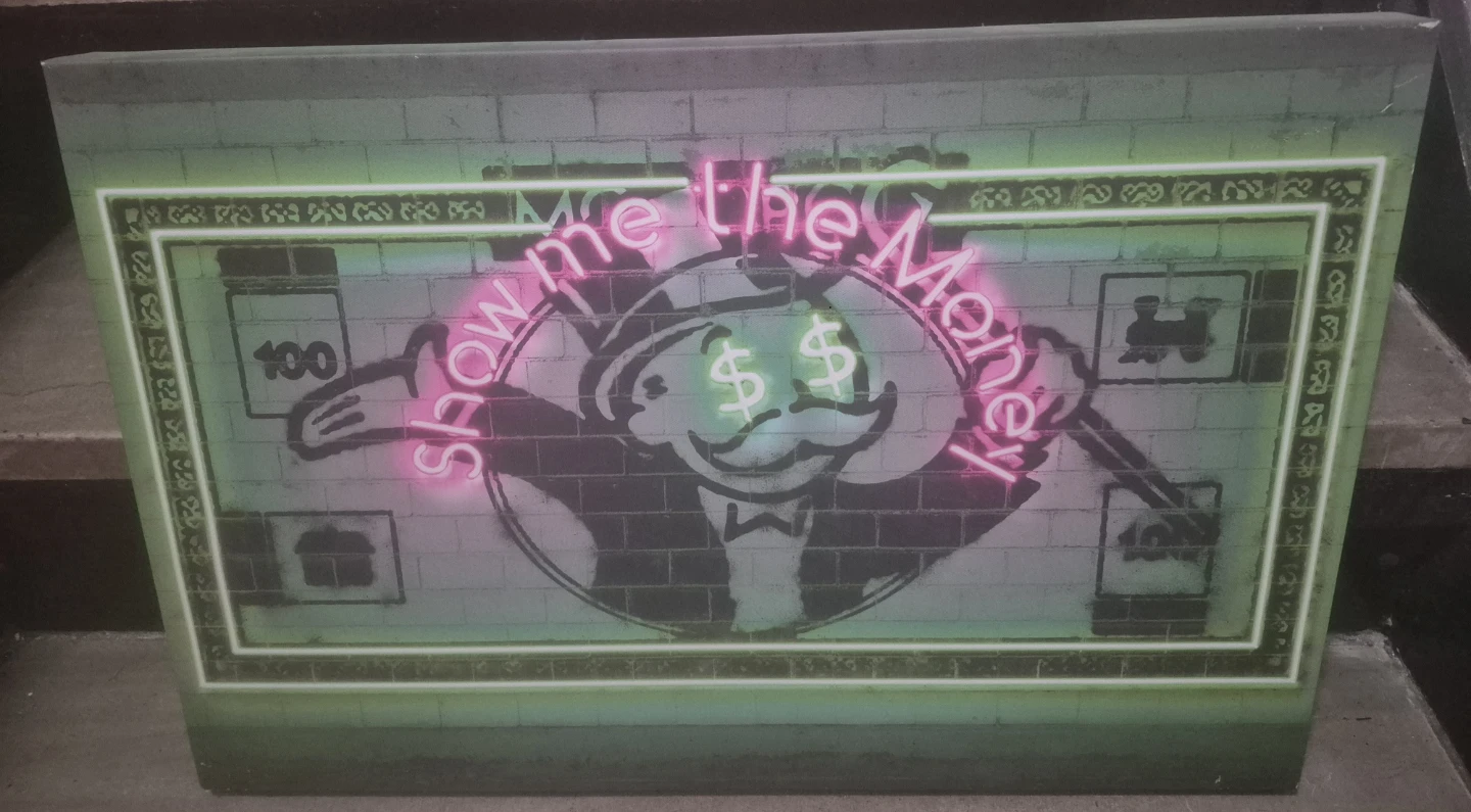 Monopoly Show Me the Money Neon Canvas Art🏈