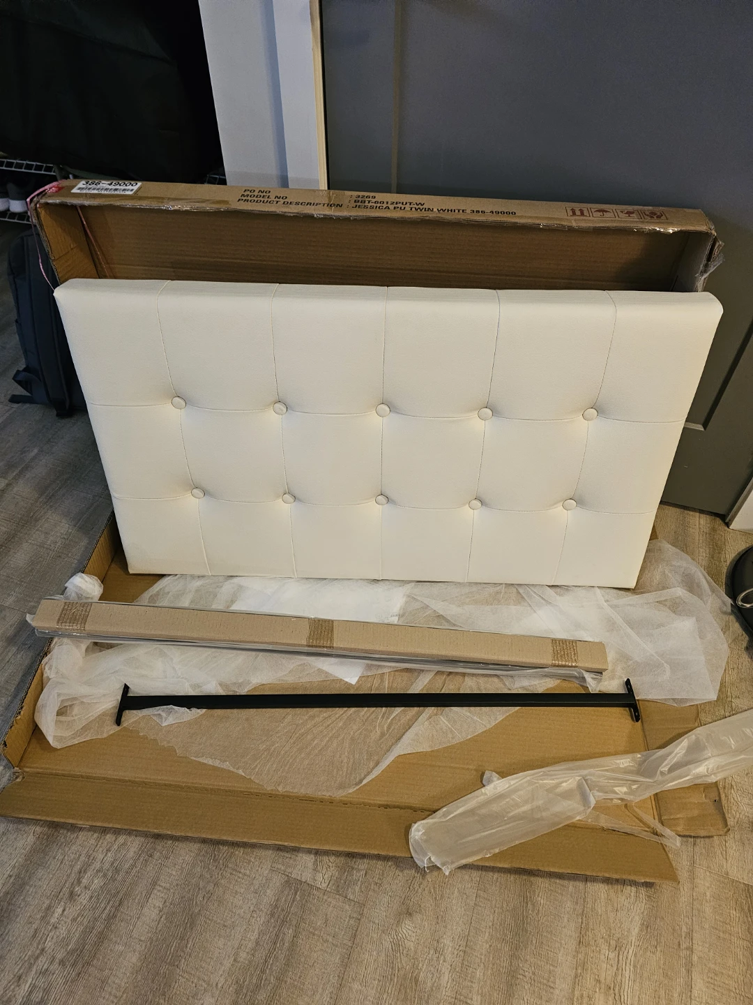 Jessica PU Twin White Headboard