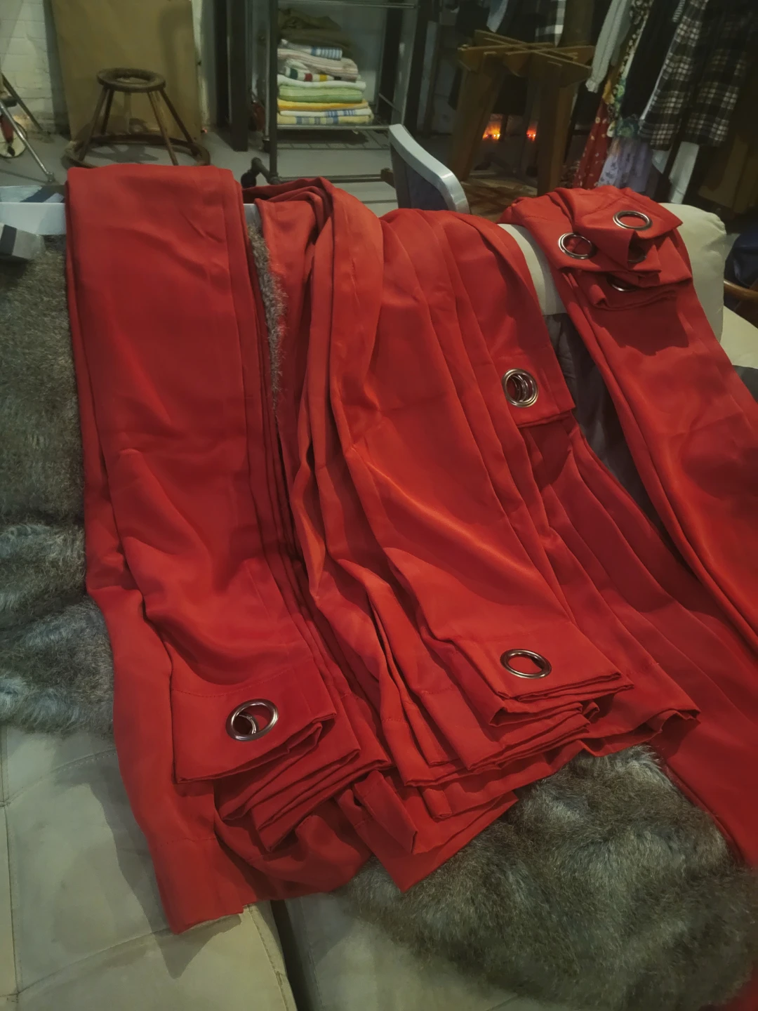 Brand New, Bouclair Red Grommet Curtains x 4 - 96 inch