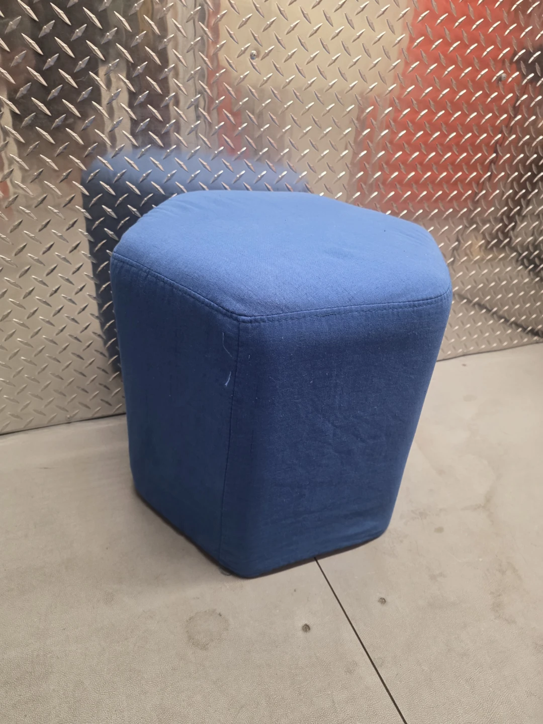 Blue Hexagonal Fabric Footstool - photo 4