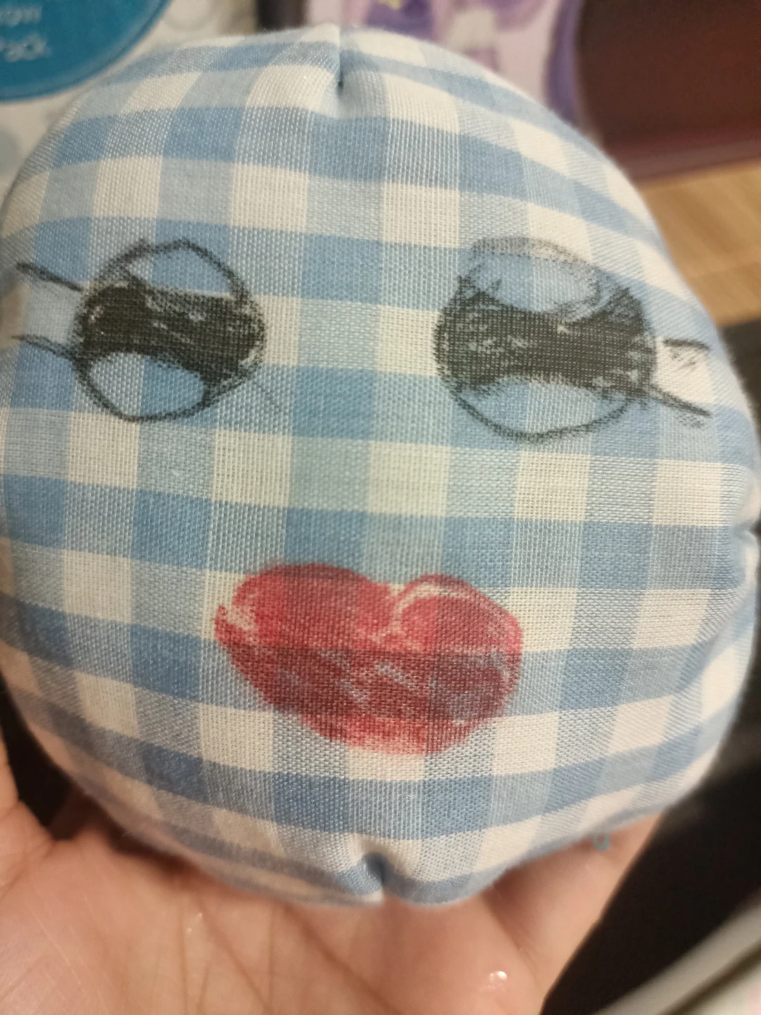 Blue Gingham Plush Toy with Face🏈