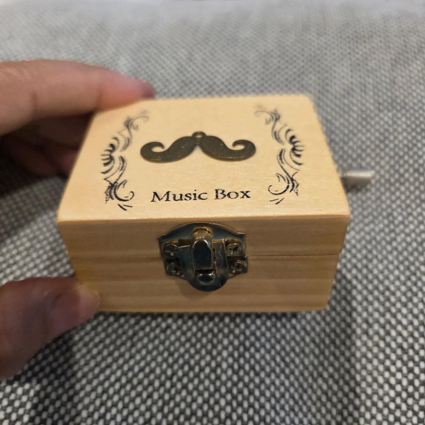 Wooden Music Box with Mustache Design - photo 4