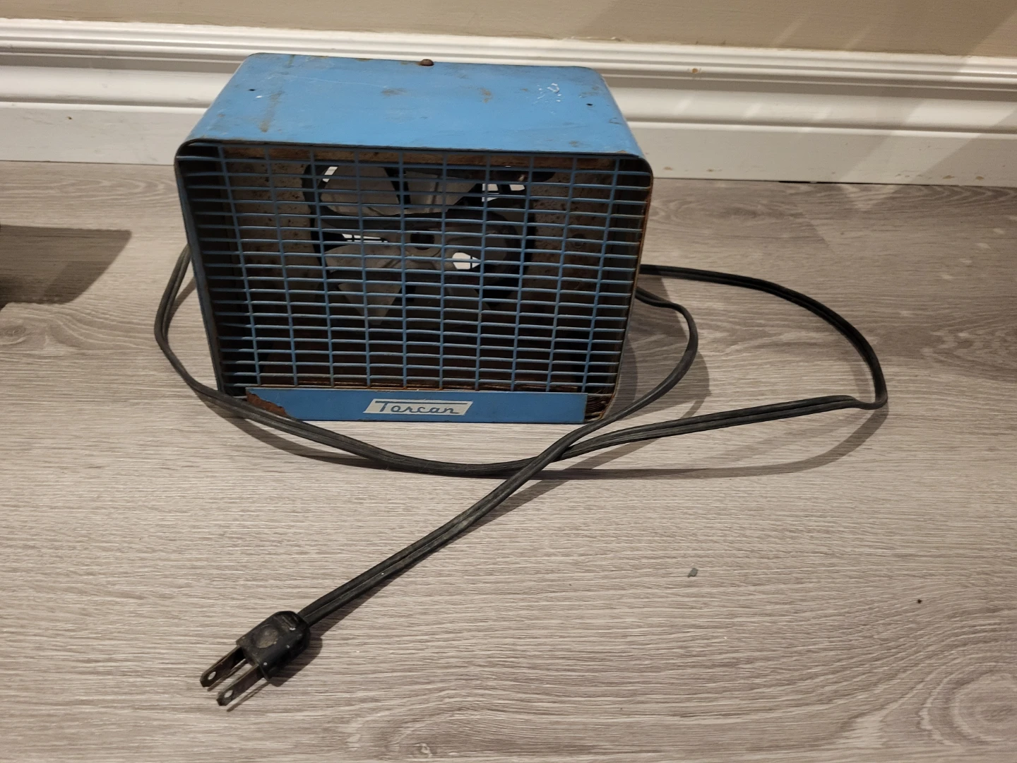 Vintage Mini Torcan Blue Metal Electric Heater