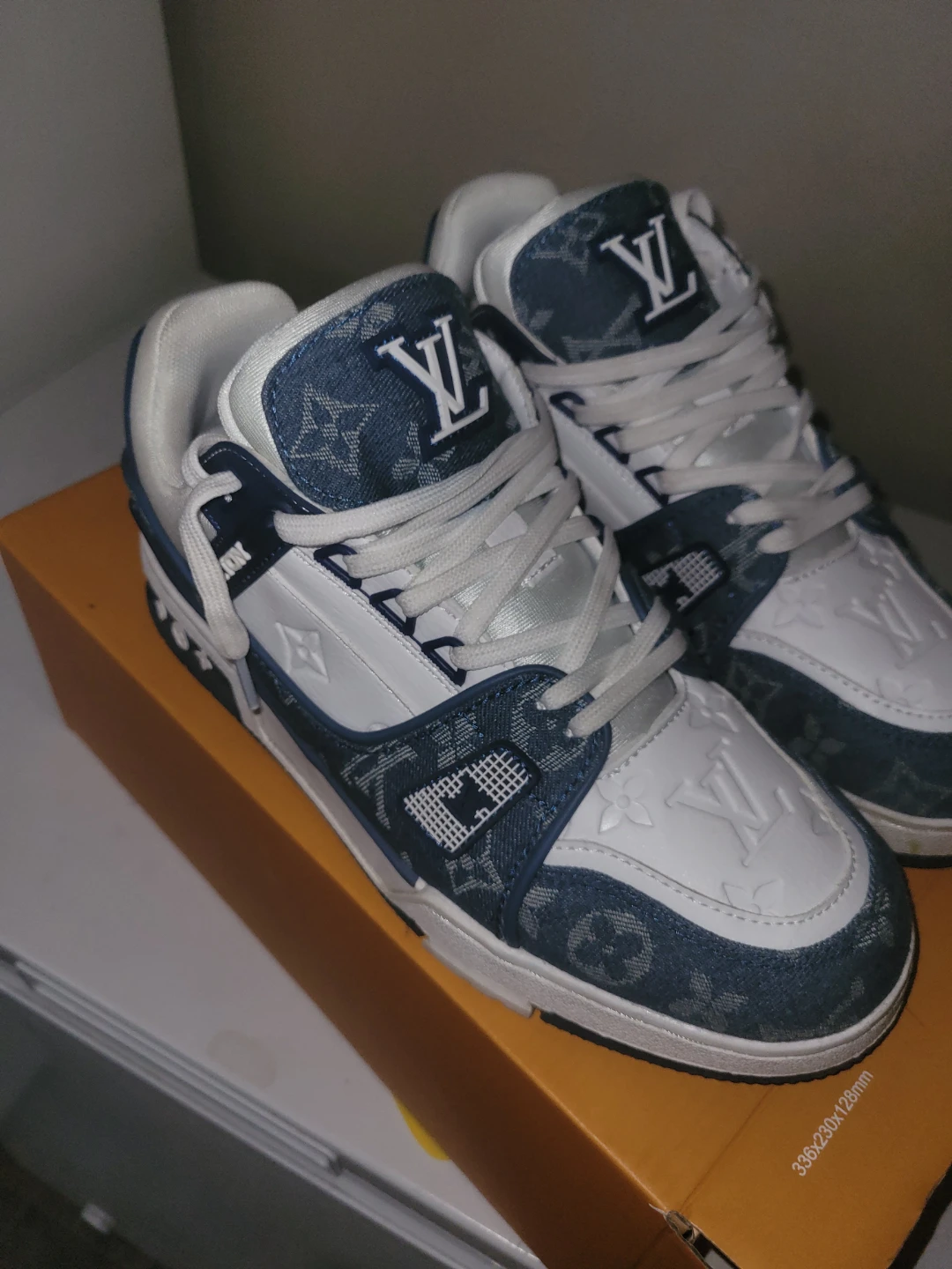 Blue denim Louis Vuitton LV Trainer Sneakers