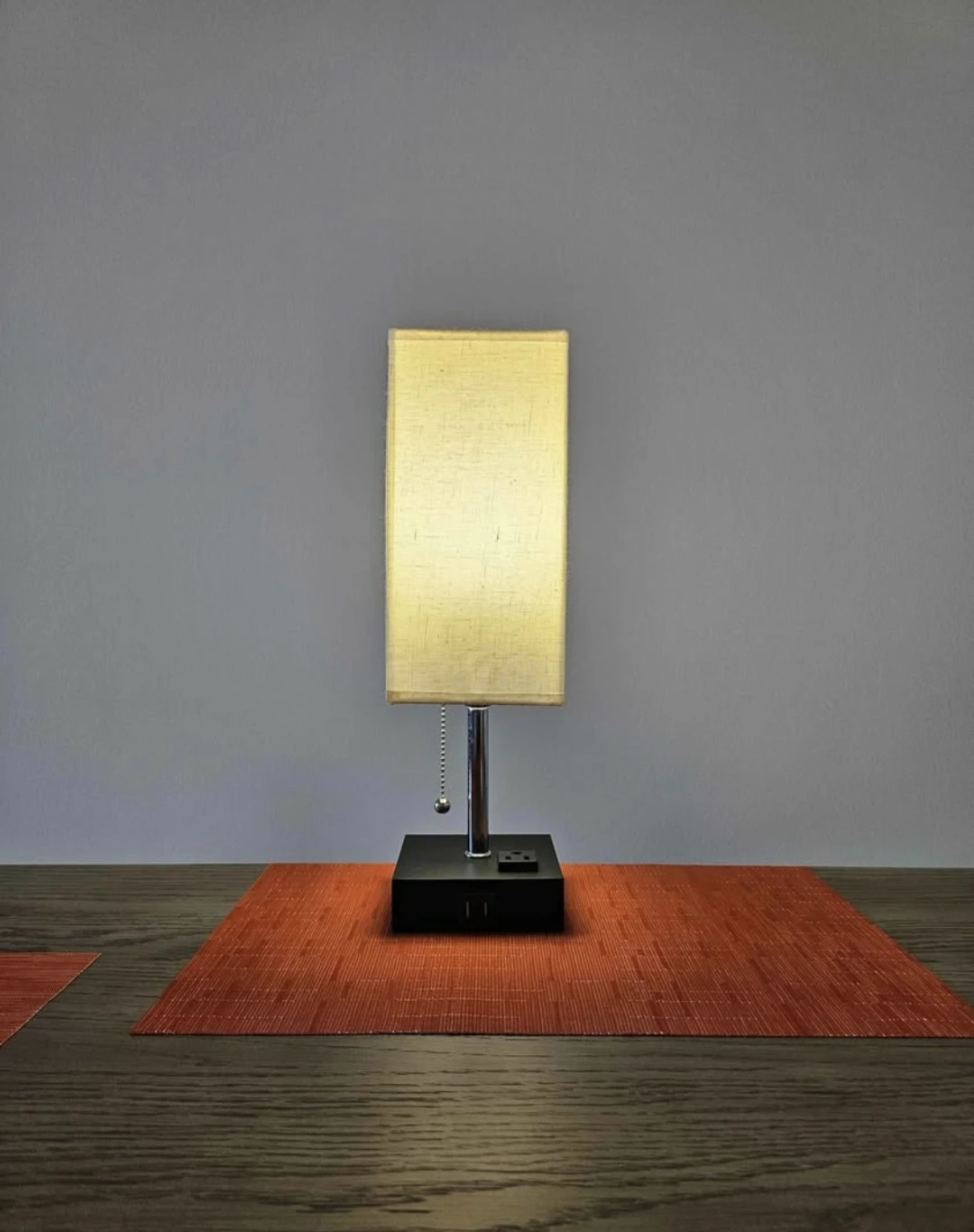Modern Table Lamp with Built-in Outlet