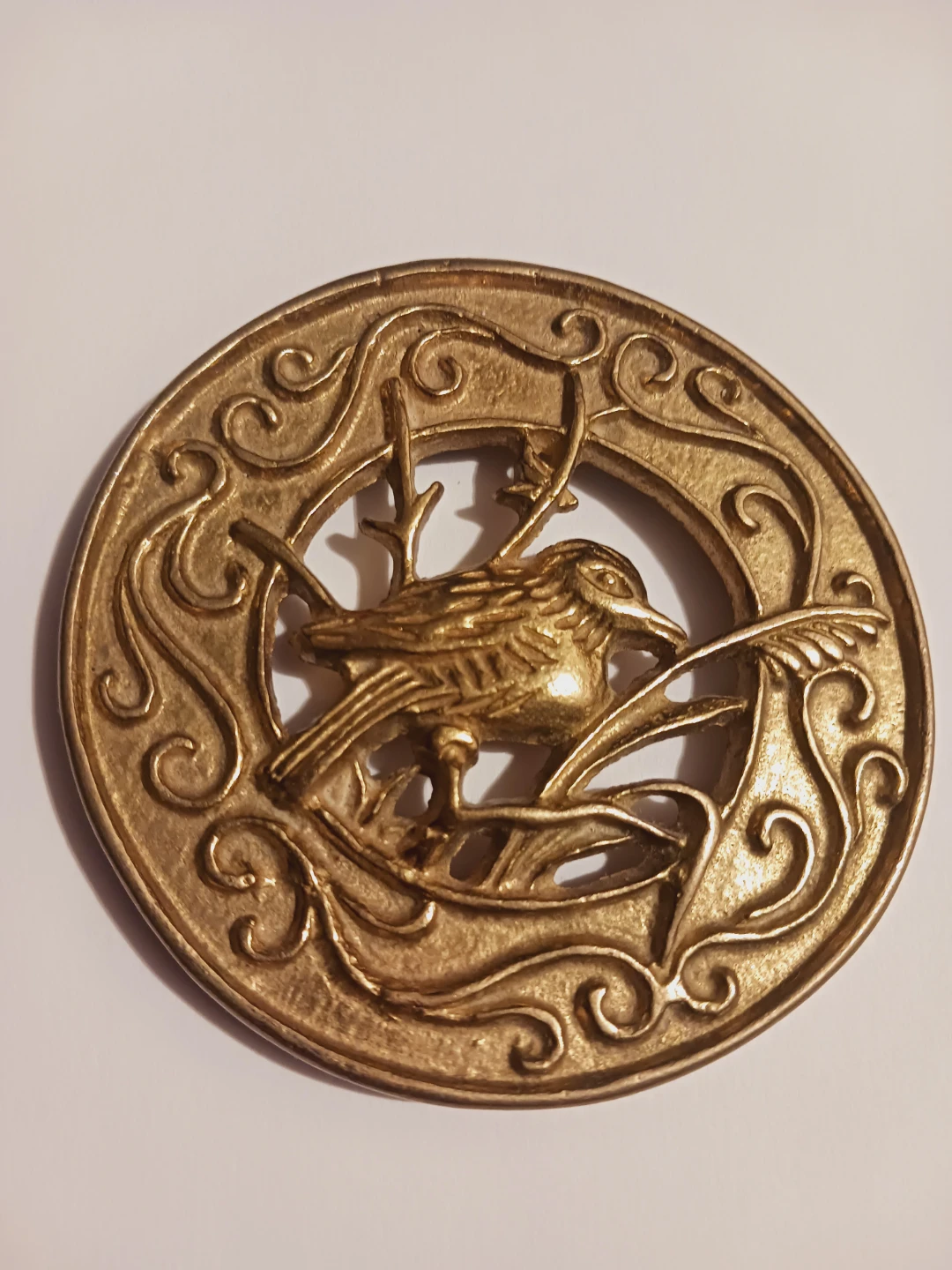 Vintage Brass Bird Medallion Home Decor