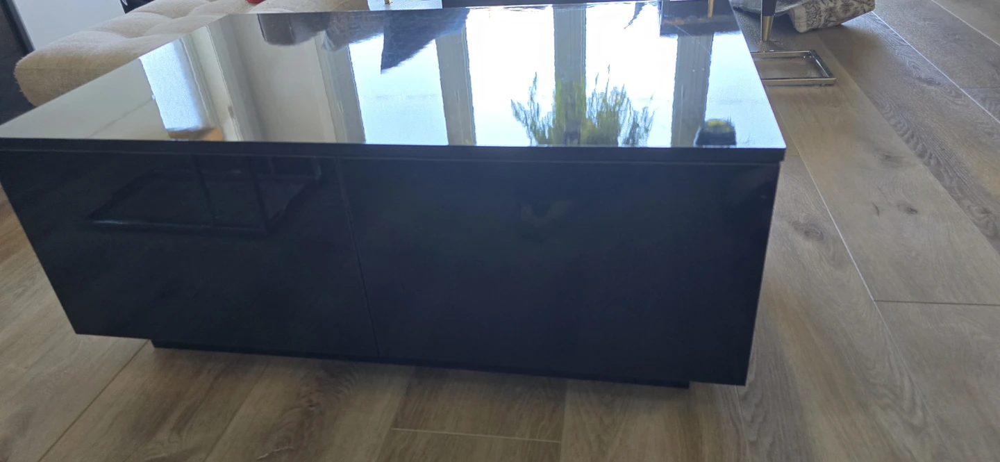 Black Glossy Coffee Table with Drawers