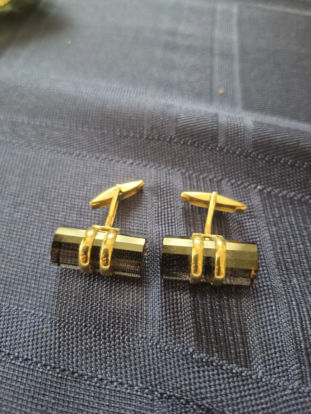 Smoky Quartz and Gold Tone Cufflinks - photo 4