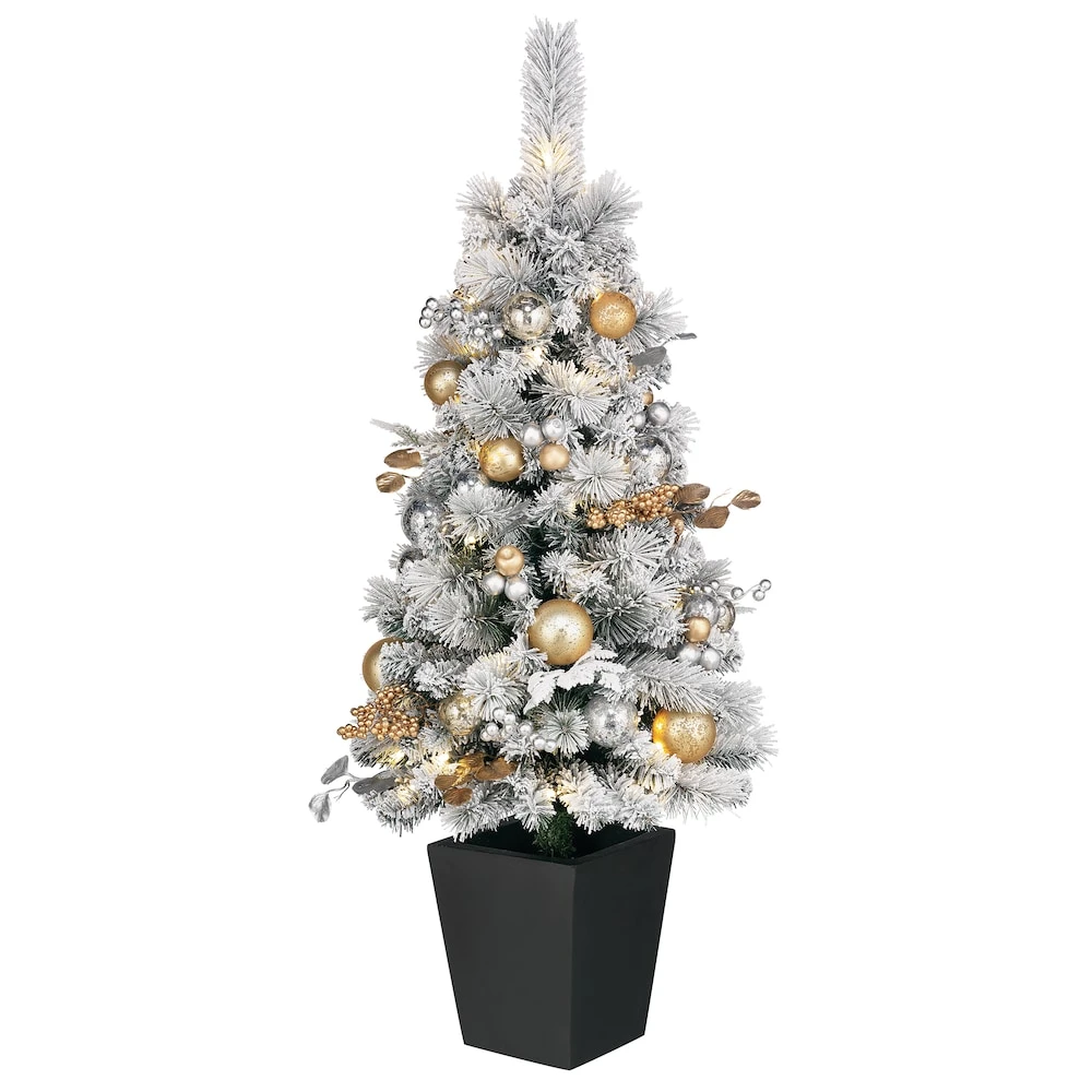 Home Accents Holiday 4ft Flocked Pre-Lit Potted Tree