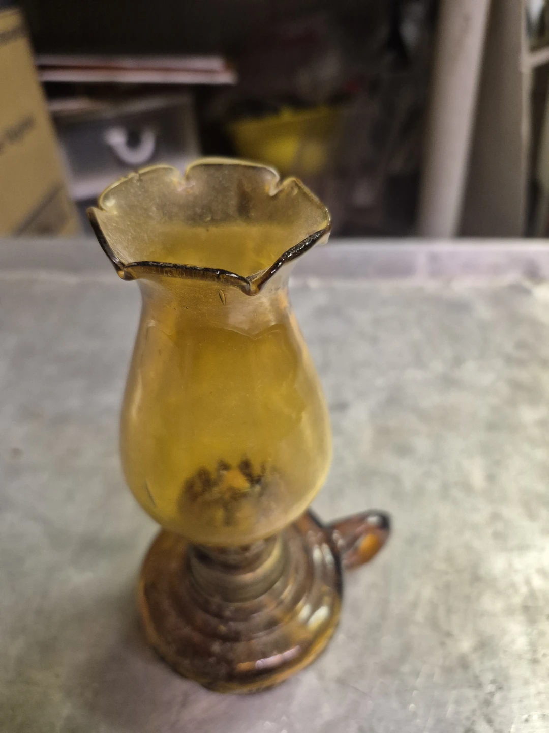 Vintage Amber Glass Oil Lamp - photo 2
