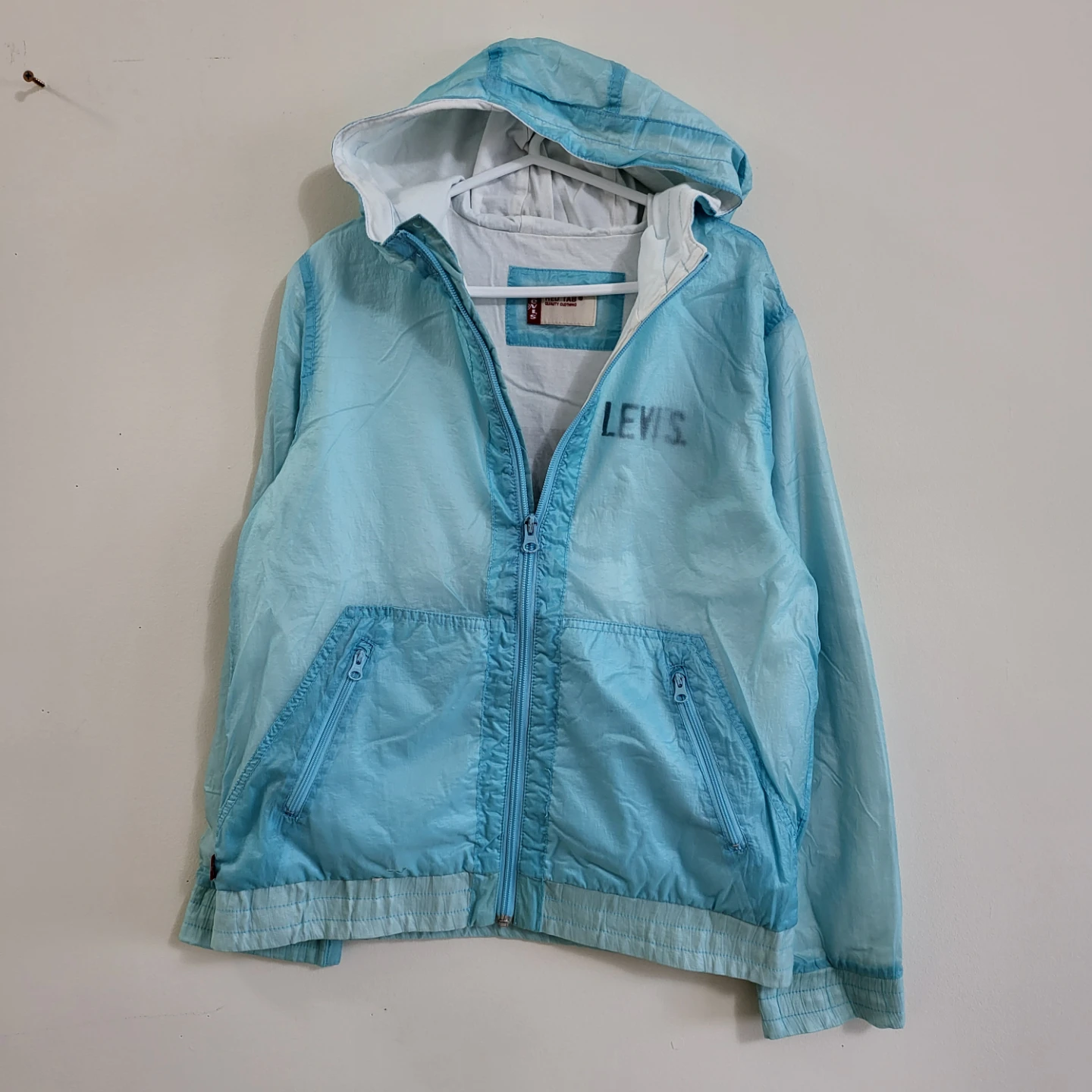 Kids/Youth Light Blue Hooded Windbreaker Jacket (Ages 12-14)