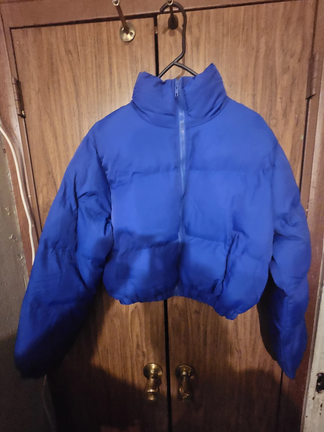 Blue Cropped Puffer Jacket