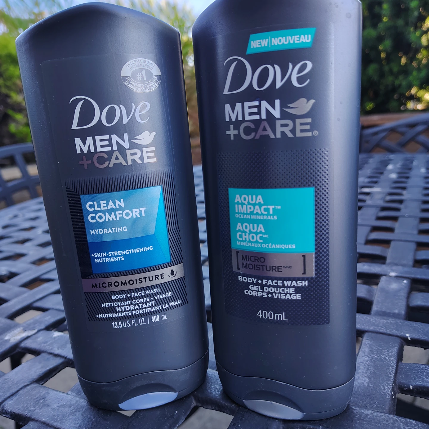 2 Dove Men+Care Body + Face Wash Bottles