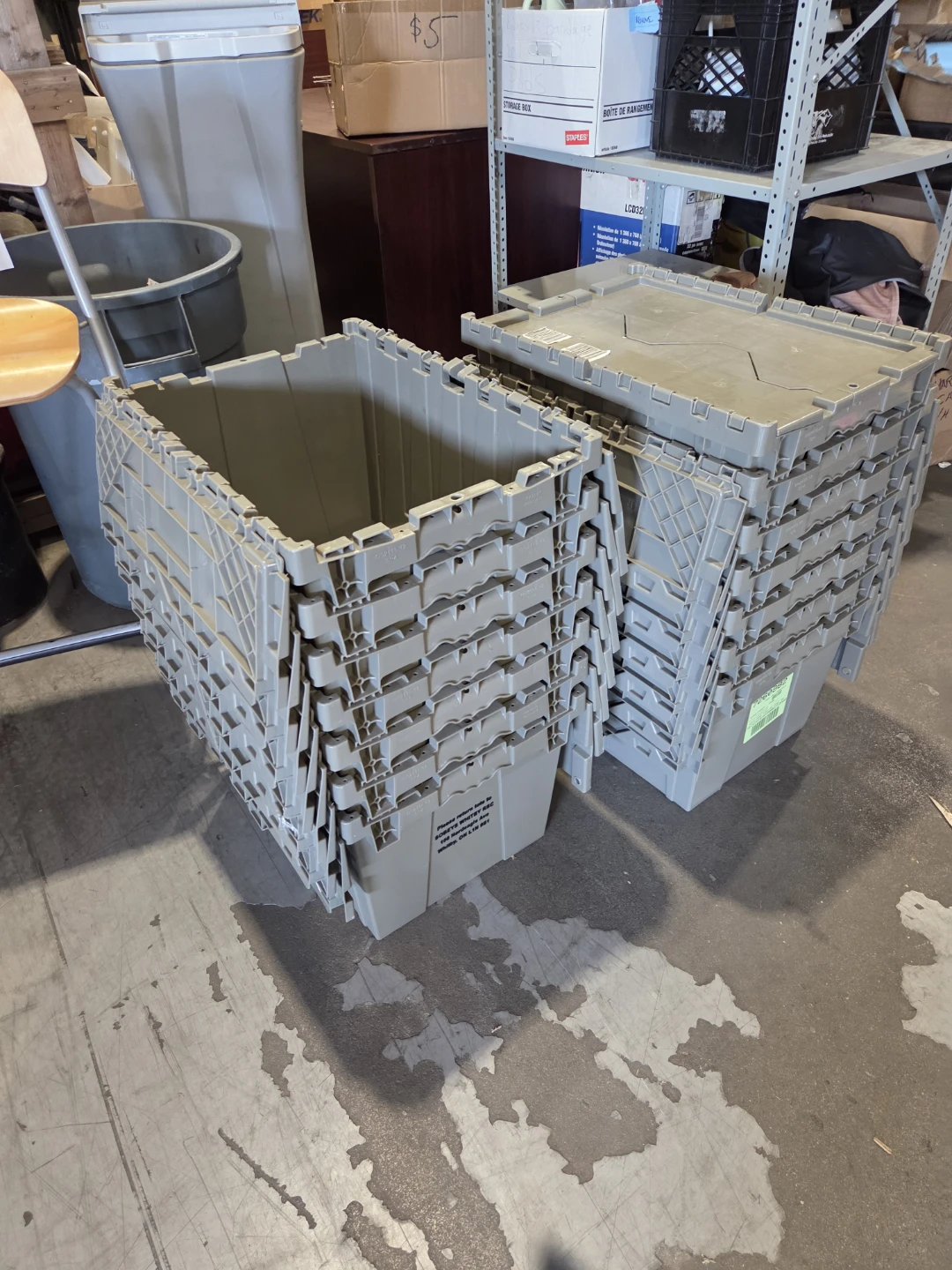 Grey Stackable Storage Totes