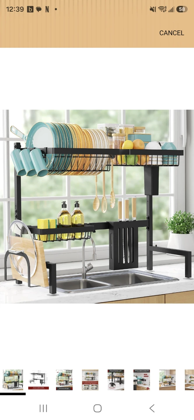 Black Over-the-Sink Dish Drying Rack