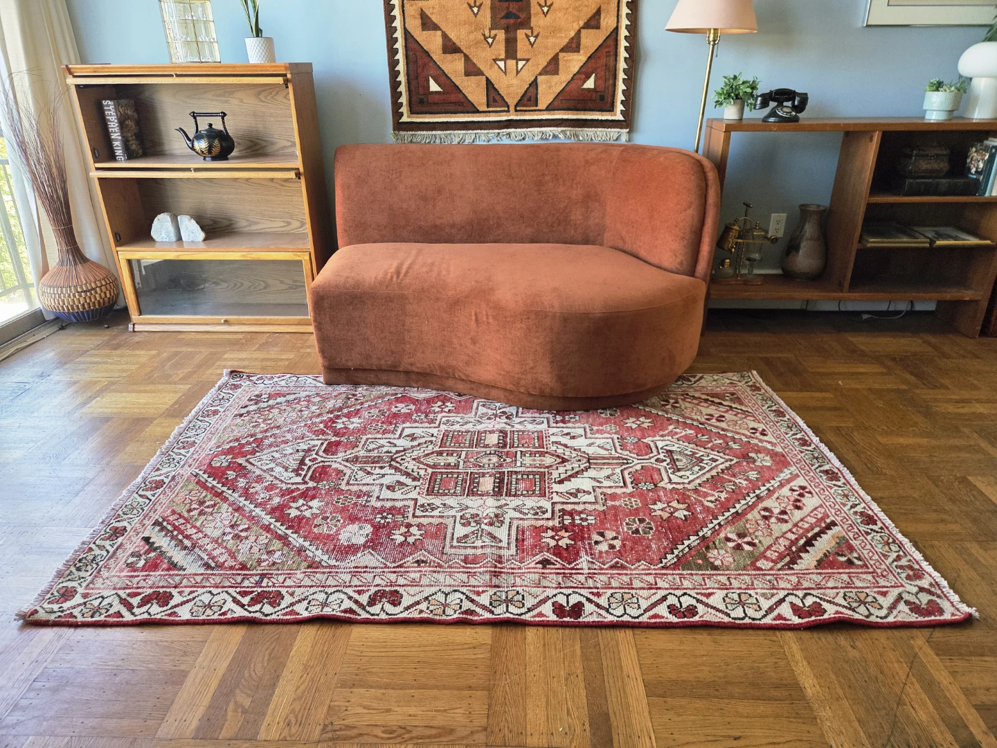 Vintage Hand-Knotted Persian "Shiraz" Wool Area Rug