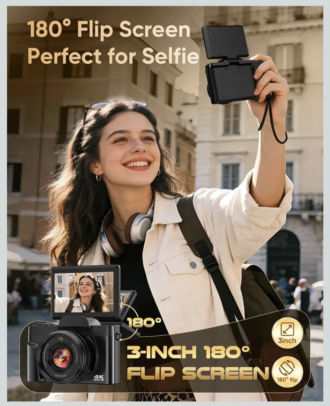 4K Ultra HD Digital Camera with 3-Inch Flip Screen - photo 2