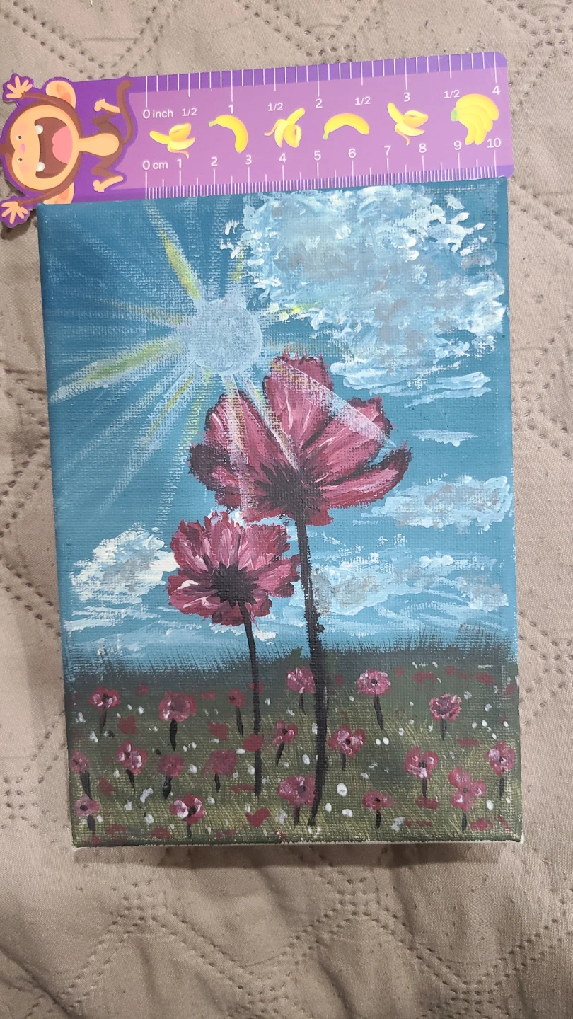 Small Floral Acrylic Painting on Canvas