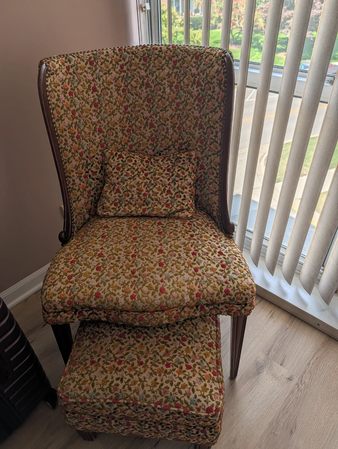 Beautiful chair and ottoman set
