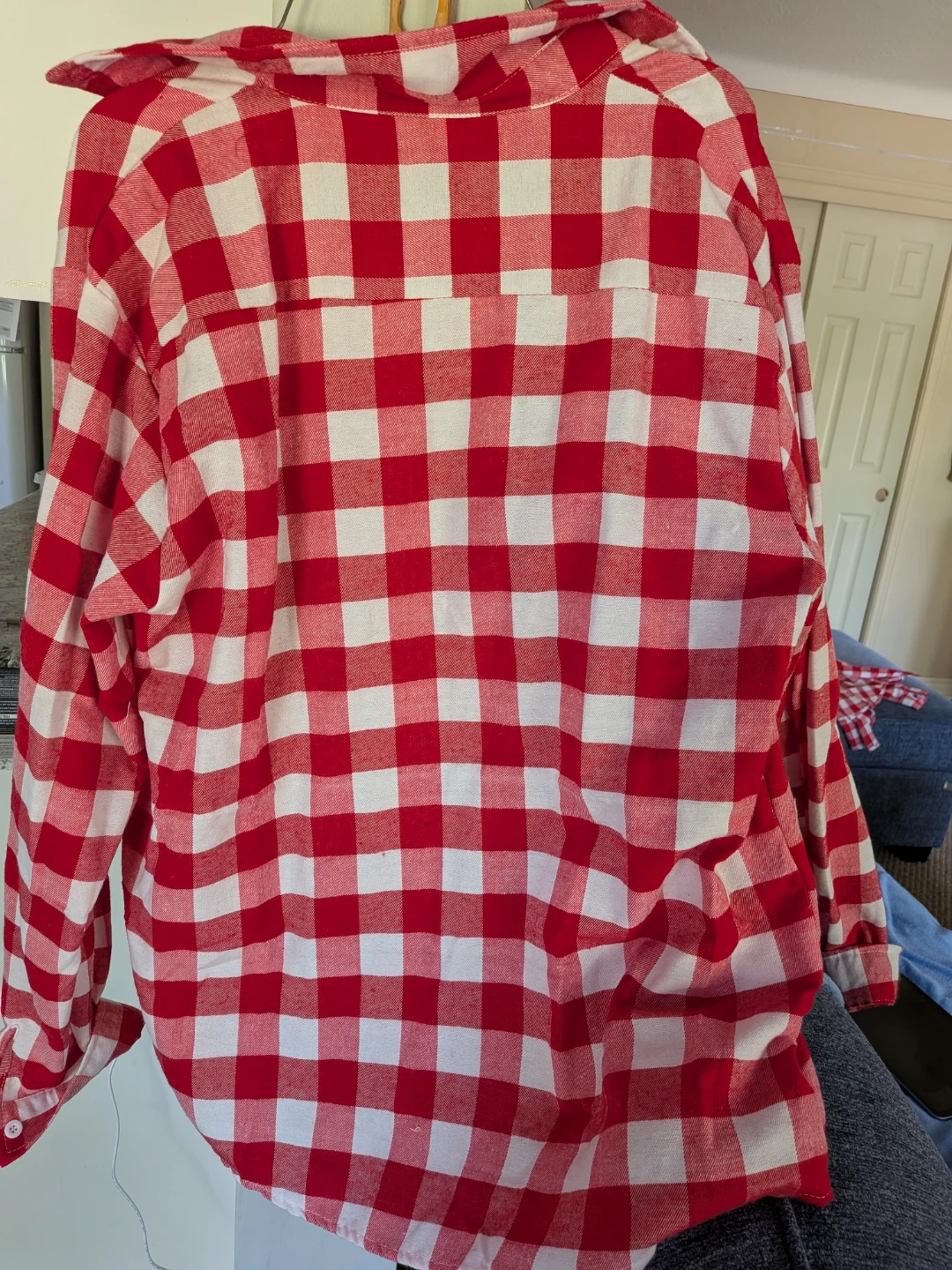 Red and white gingham button-down shirt - photo 4