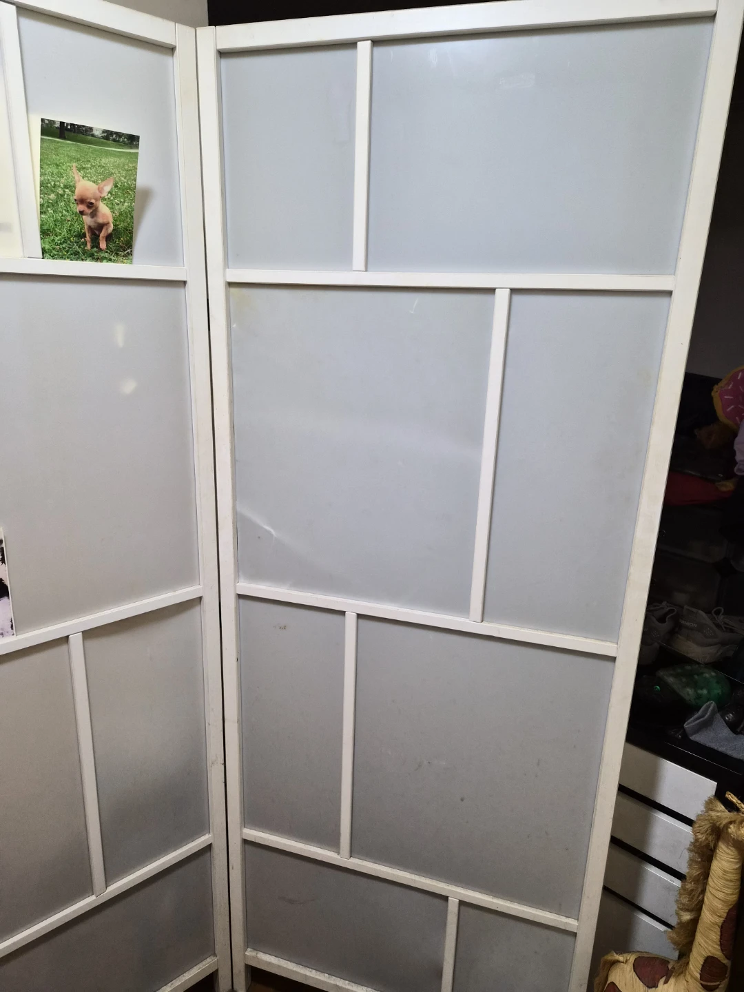 White 3-Panel Wood Room Divider - photo 4