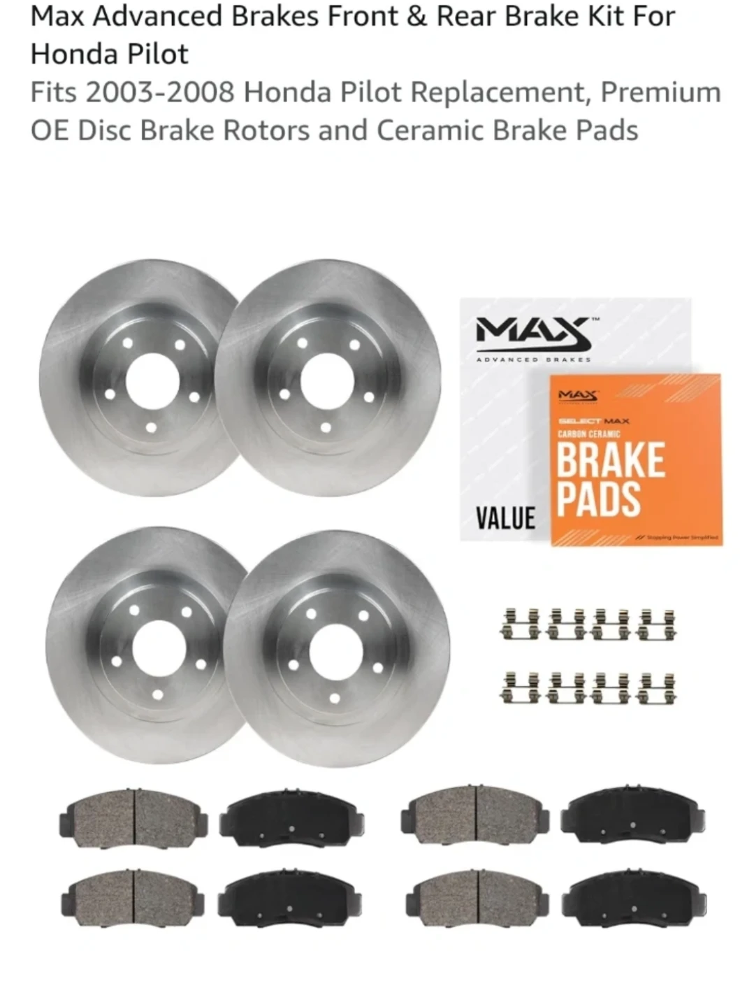 Max Advanced Brakes Front & Rear Kit for Honda Pilot