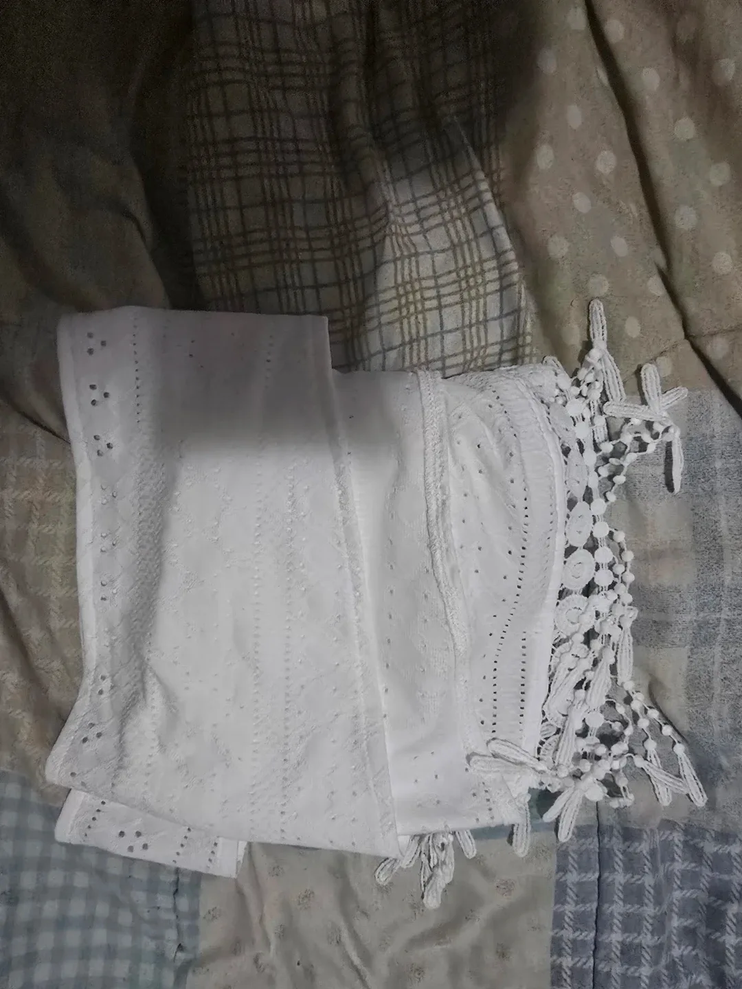 White Eyelet Crochet Halter Top - photo 2