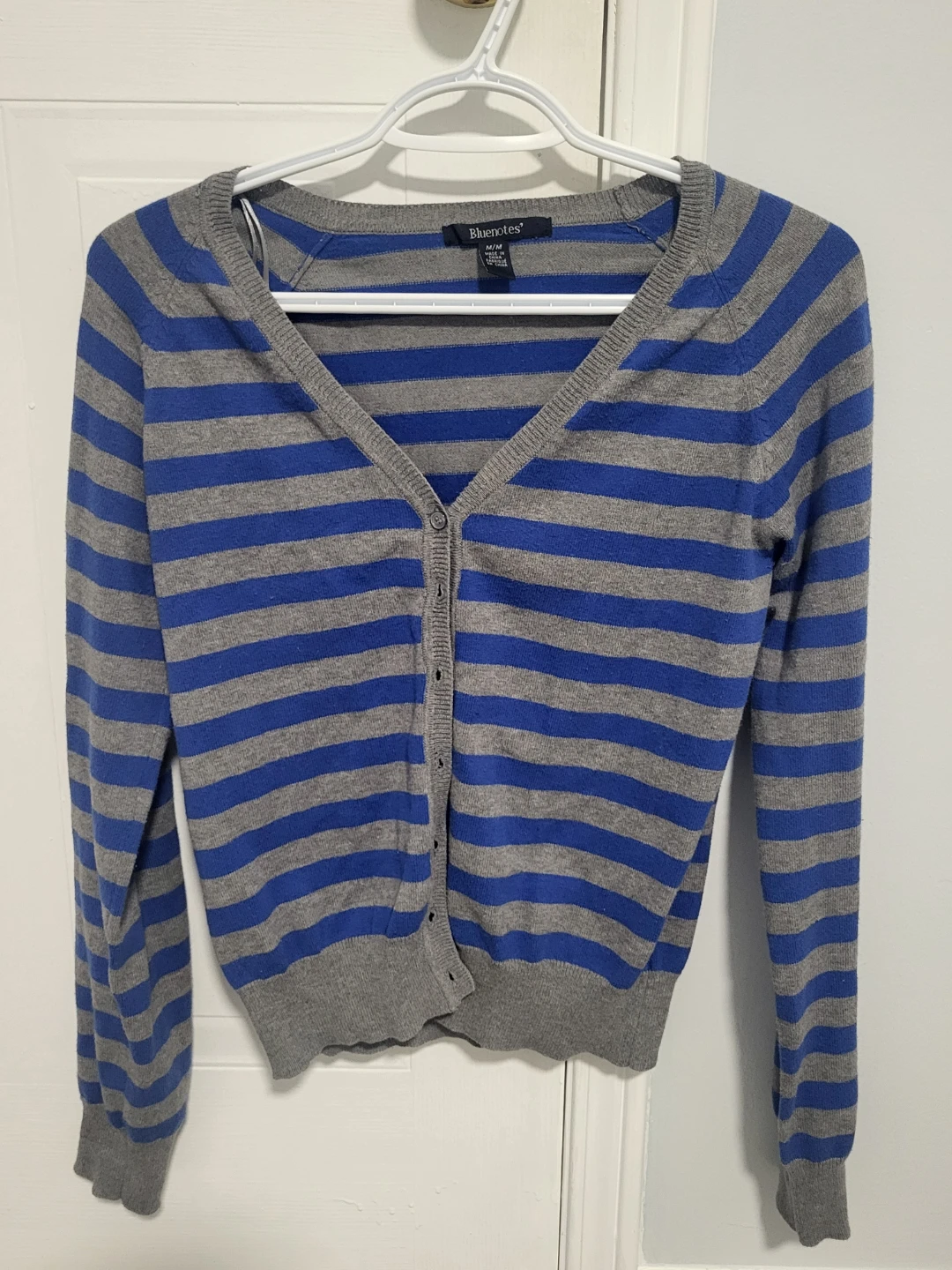 Bluenotes Blue and Grey Striped Cardigan