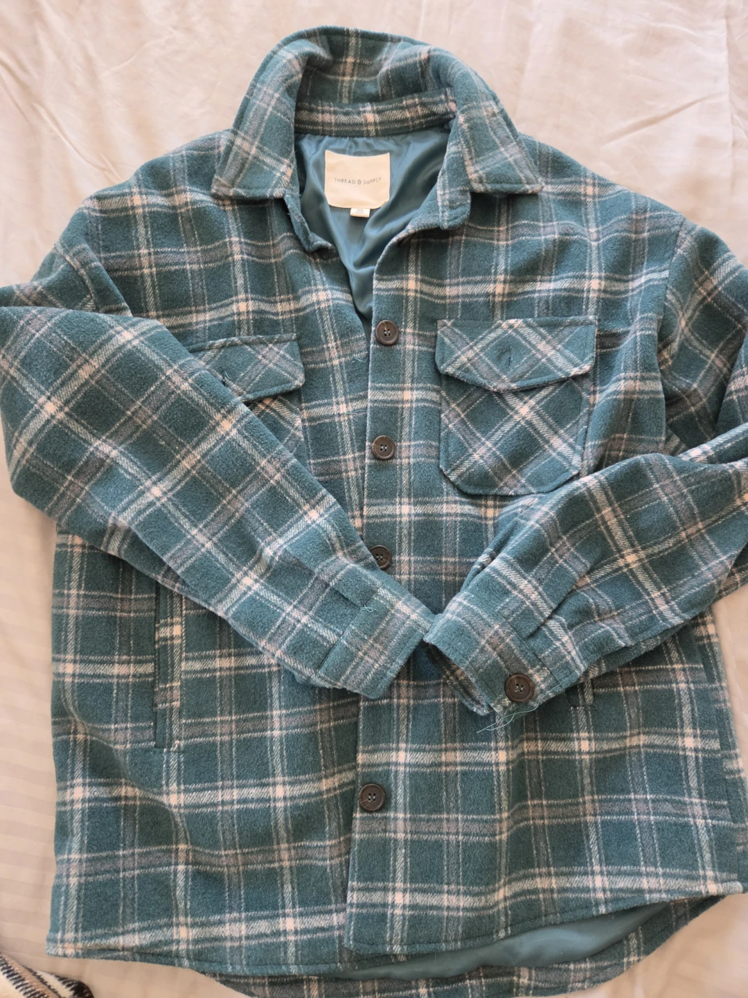 Thread & Supply Plaid Shacket Teal xs