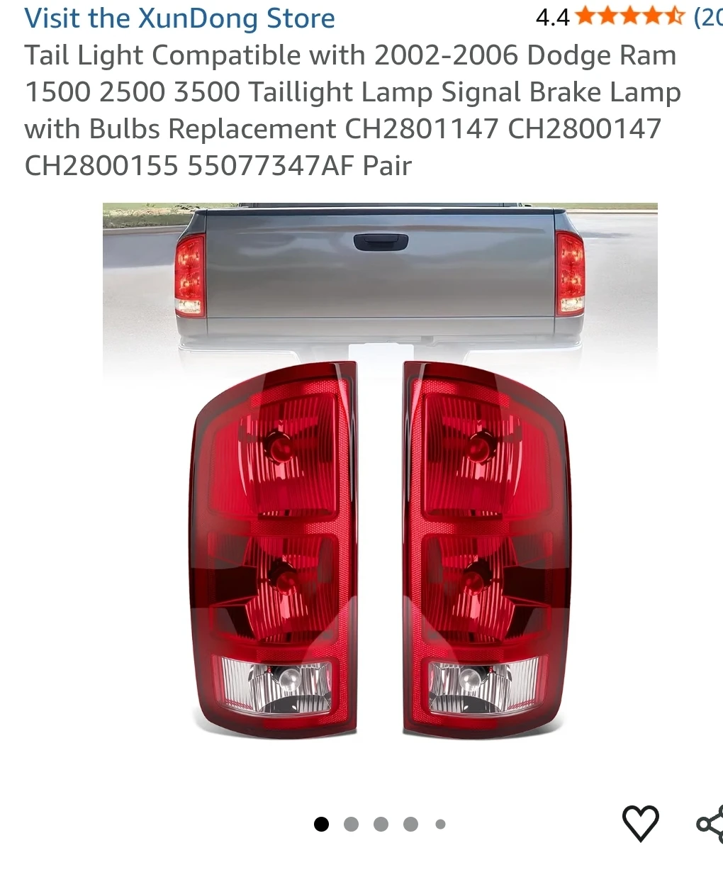 Dodge Ram 1500 2500 3500 Tail Lights (2002-2006)