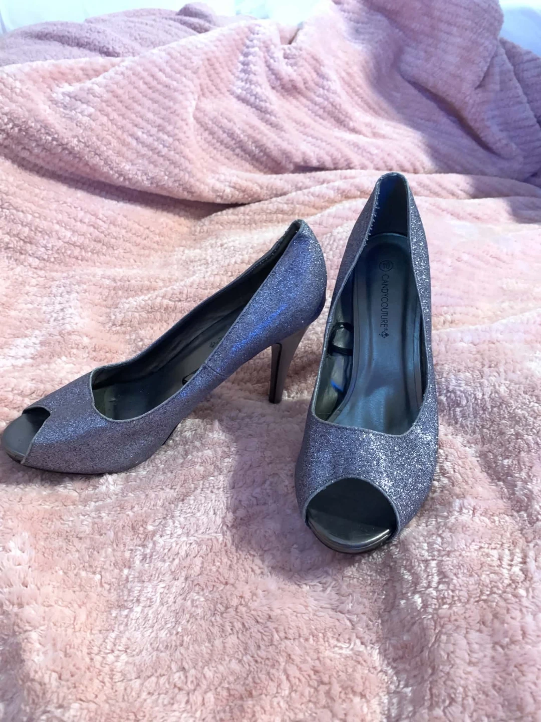 Candy Couture Glitter Peep Toe Heels - photo 3