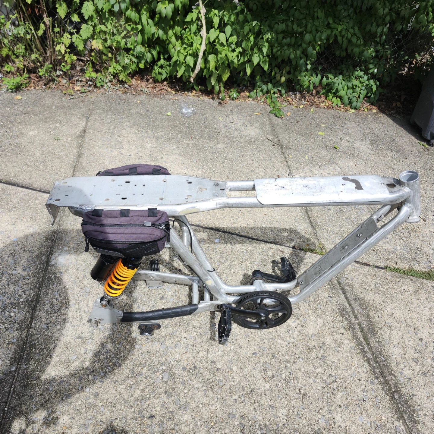 Silver Electric Bicycle Frame with Suspension