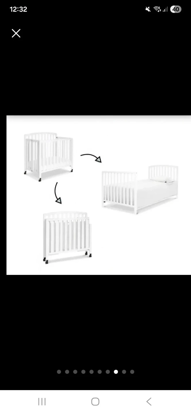 White Adjustable Folding Crib - photo 3
