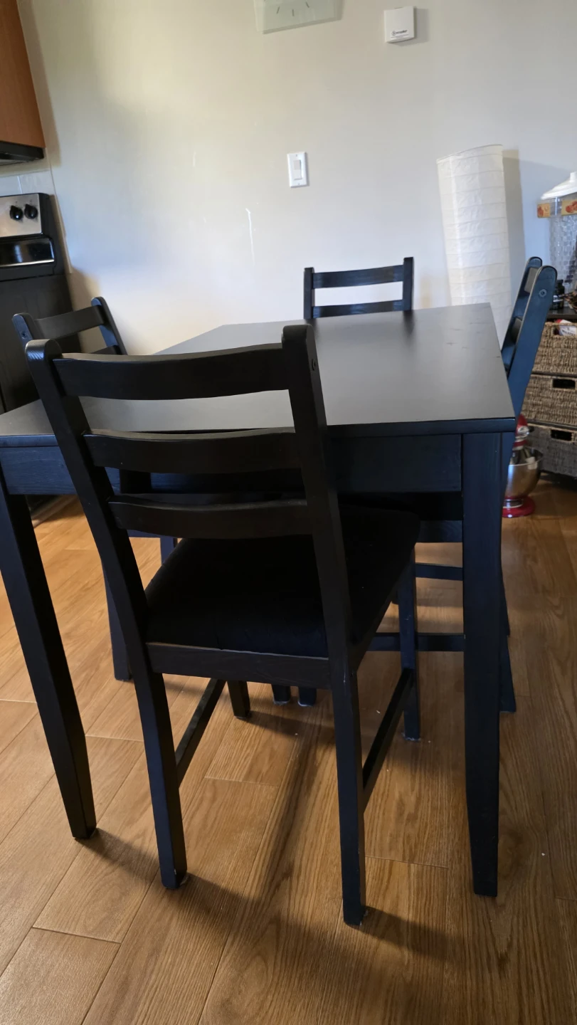 Black Dining Table and Four Chairs - photo 3