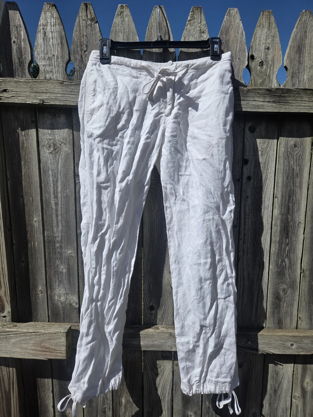 H&M Divided White Linen Drawstring Pants