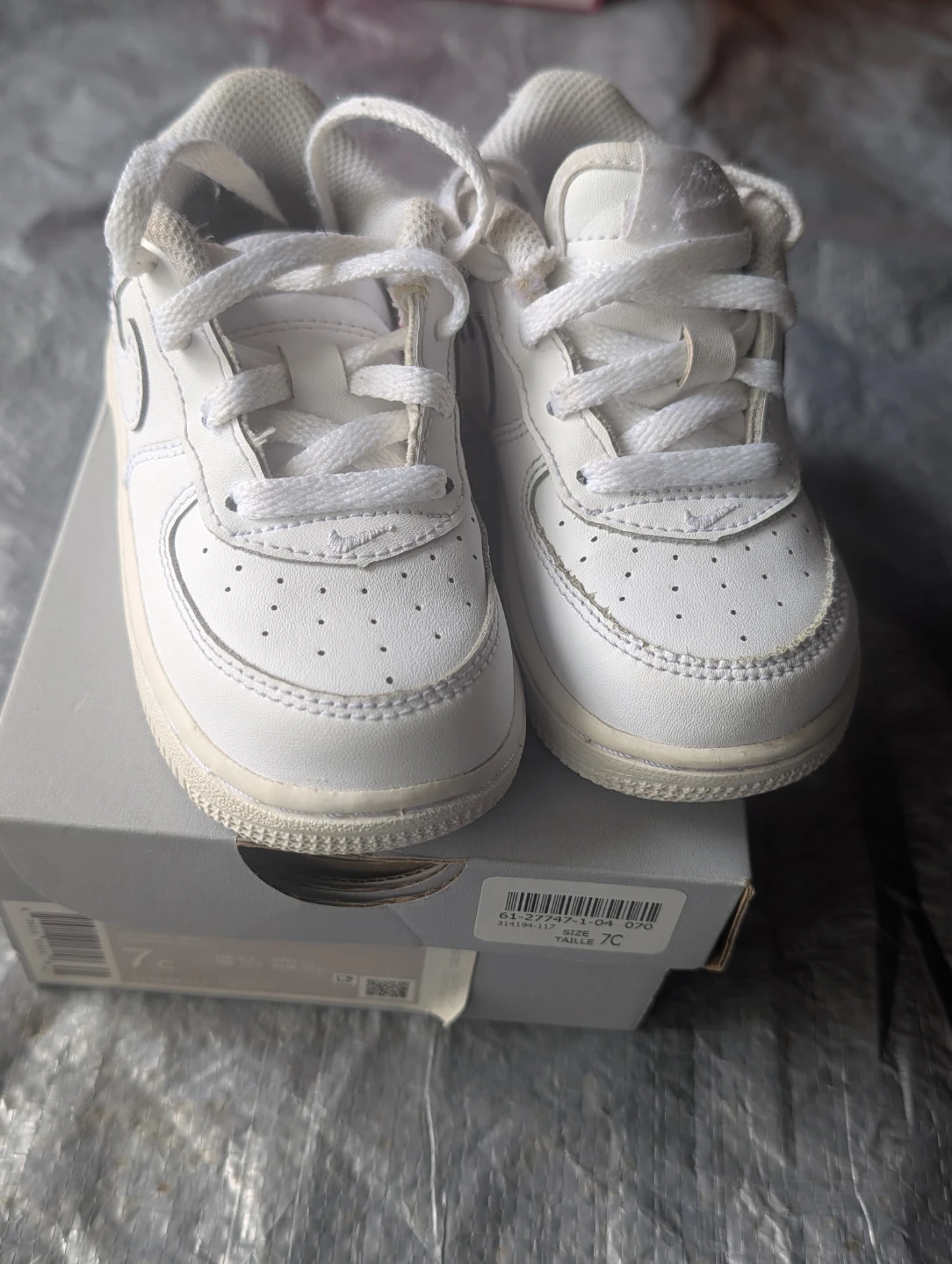 Nike Air Force 1 White Toddler Shoes Size 7C - photo 3