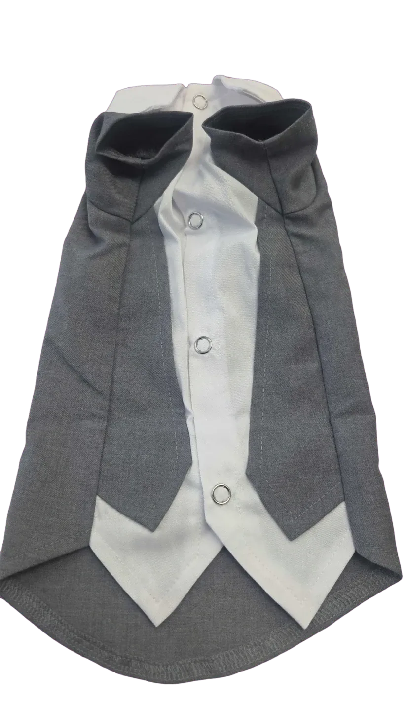 Dog formal grey suit vest