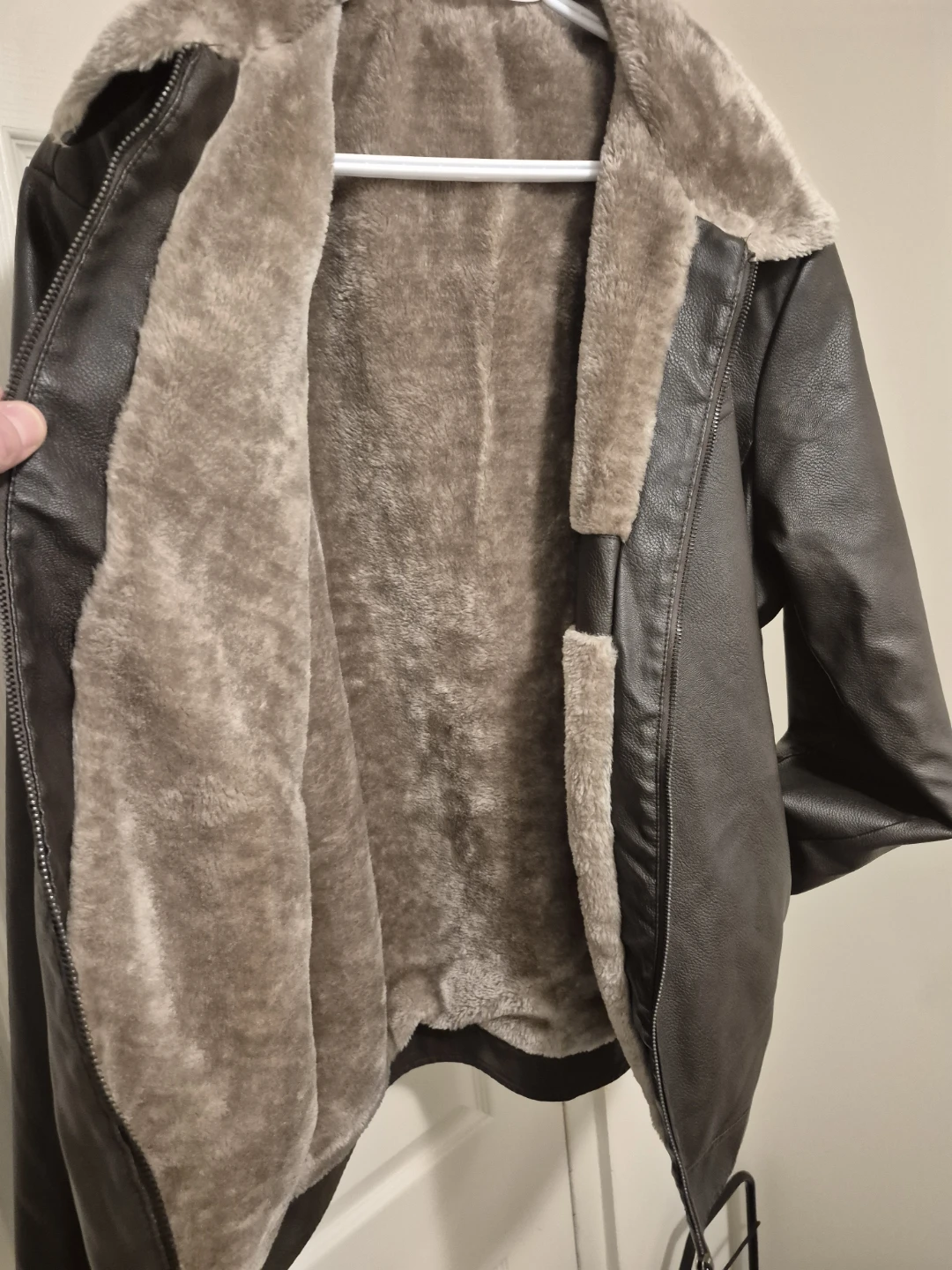 Faux Leather Fur-Lined Bomber Jacket - photo 2