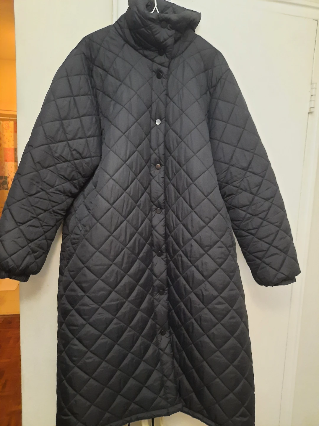 Black Quilted Long Coat