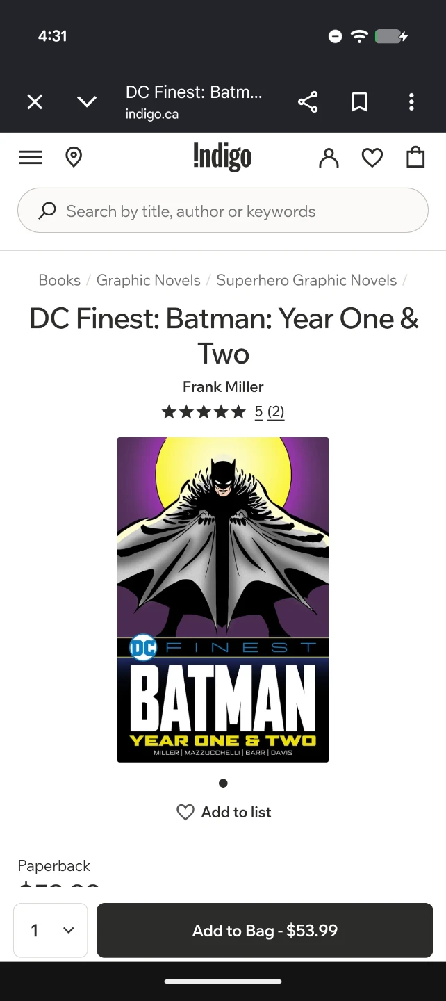 DC Finest: Batman: Year One & Two Mid Condition