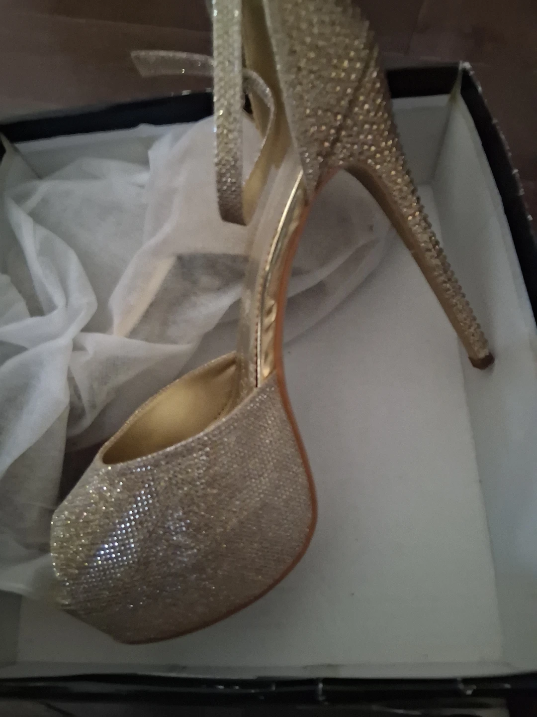 Alasonla Gold Glitter Stilettos Size 10