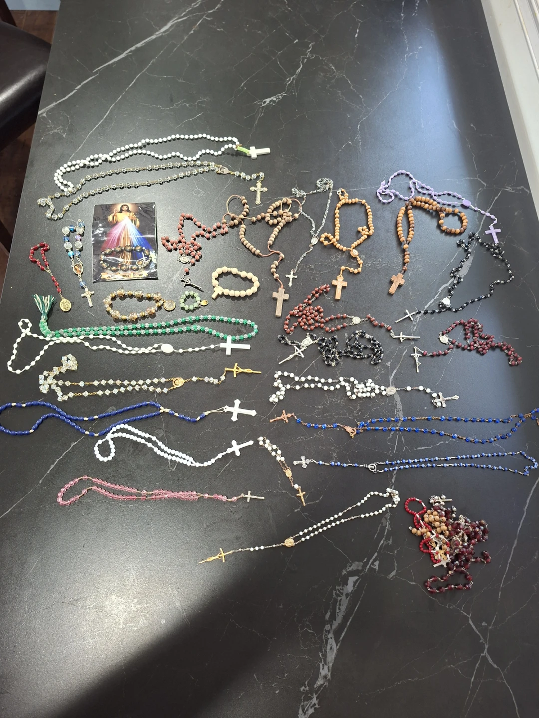 Vintage & Modern Rosary Lot – 30+ Glass, Wood & Metal Pieces
