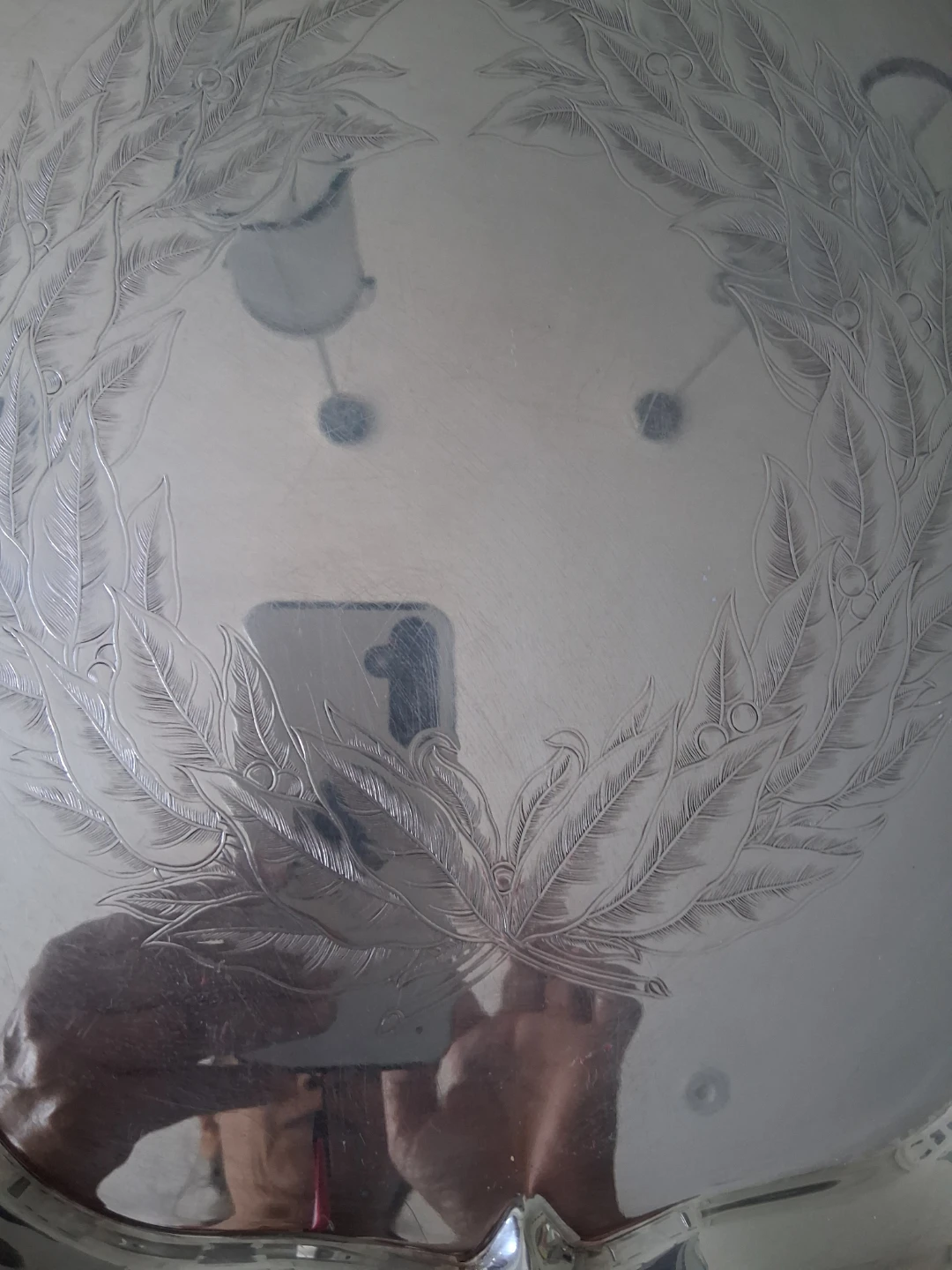 Silver Plated Serving Tray with Laurel Wreath Design - photo 2