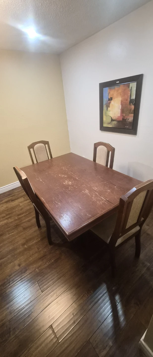 Wooden dining table and 4 chairs