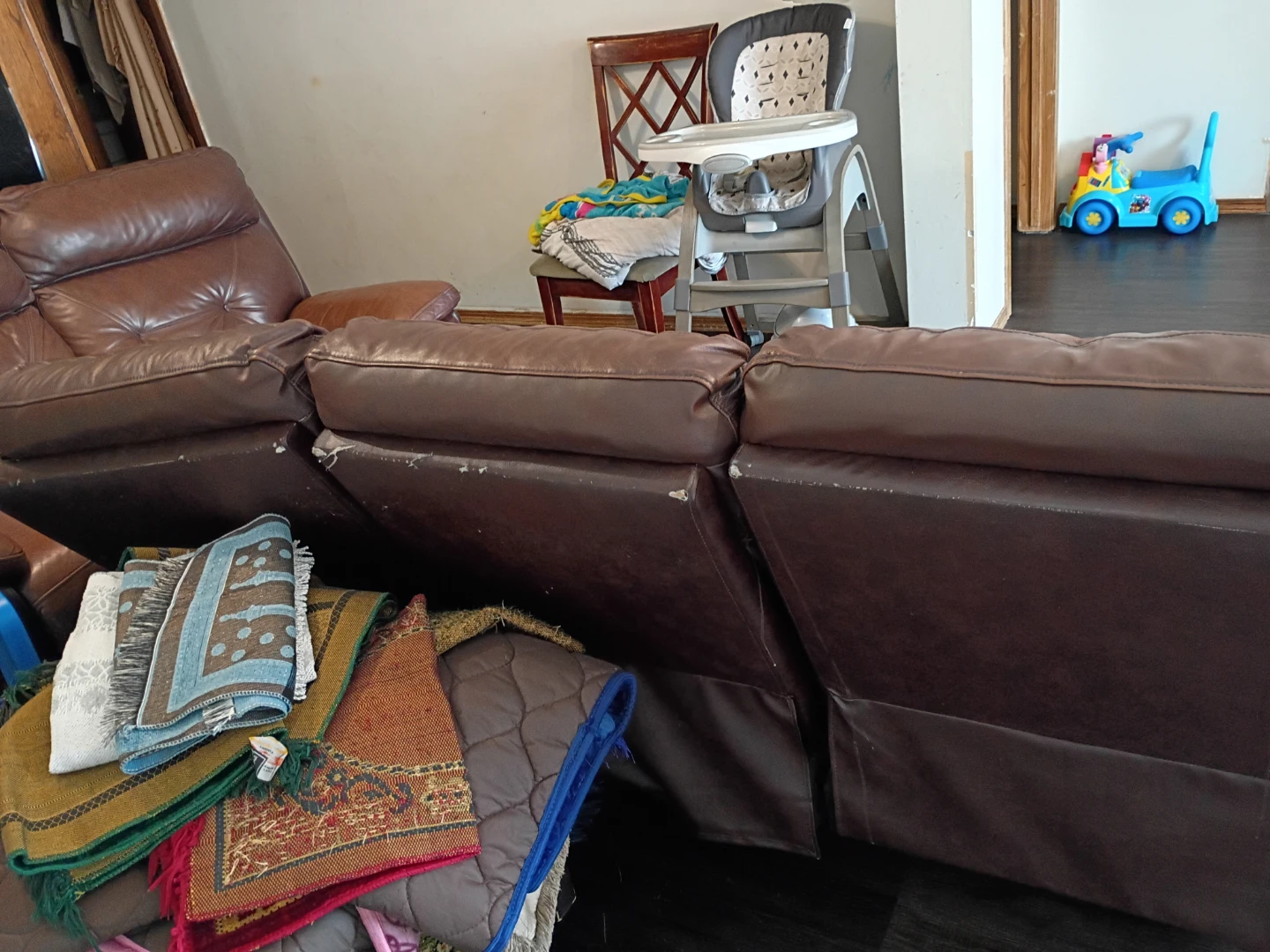 Brown Leather Reclining Sofa Set - photo 2