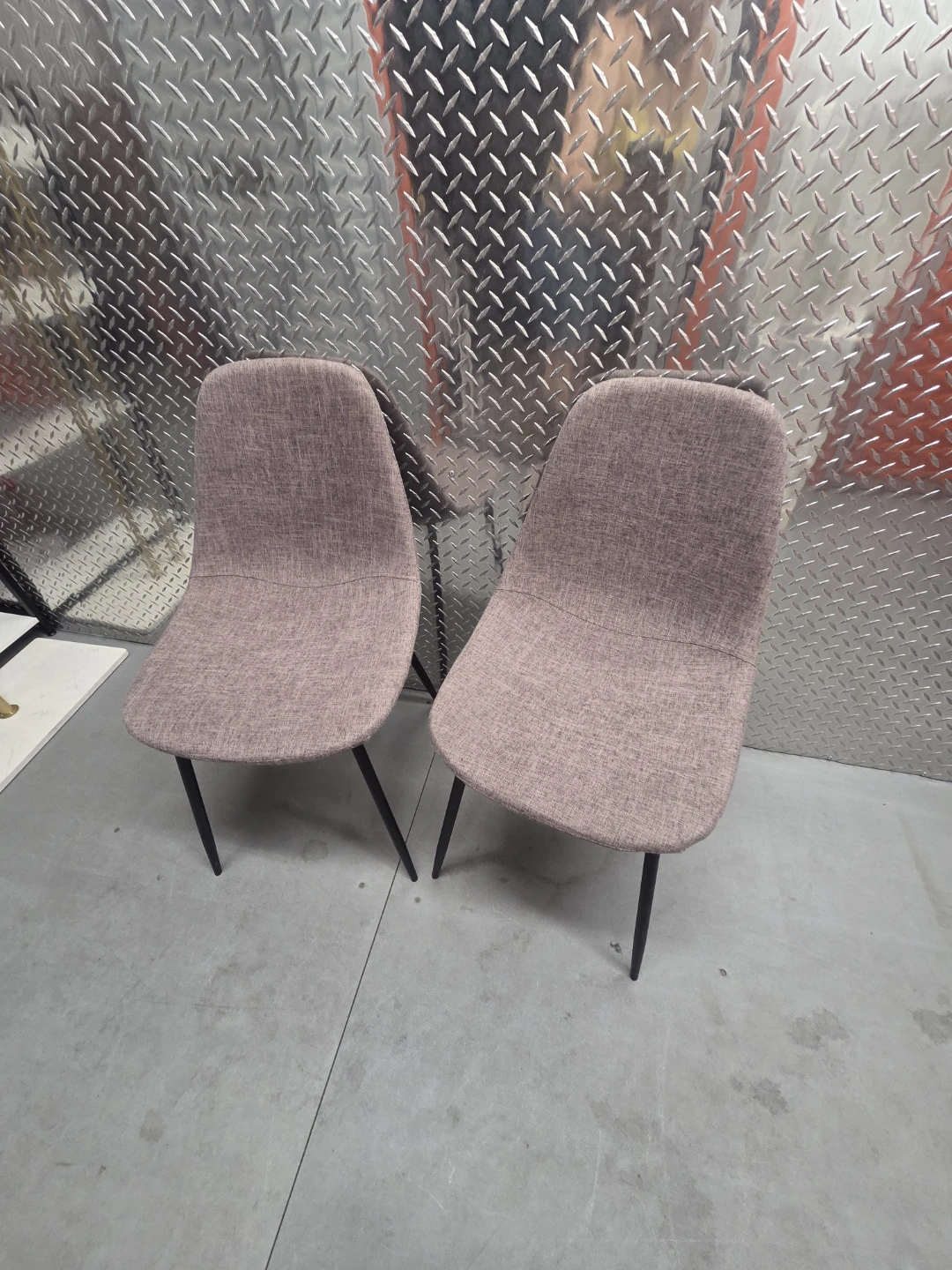Mid-Century Modern Gray Fabric Dining Chairs Set of 2