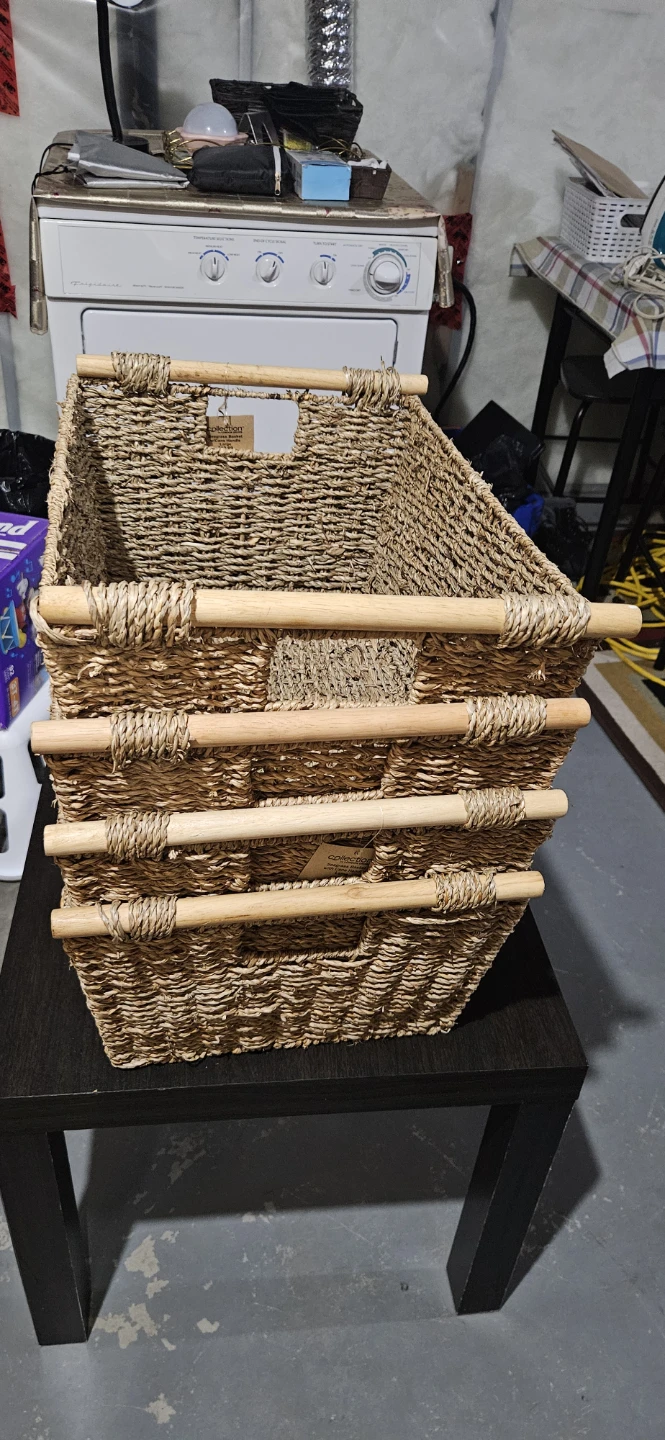 Set of 4 Woven Storage Baskets with Handles - photo 2